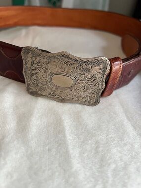 Men's Embossed Leather Waist Belt - Brown